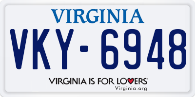 VA license plate VKY6948