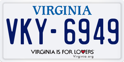 VA license plate VKY6949