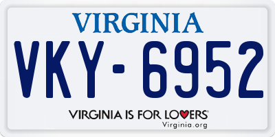VA license plate VKY6952