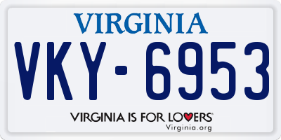 VA license plate VKY6953