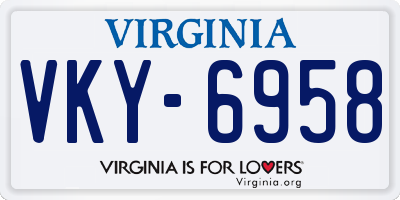 VA license plate VKY6958