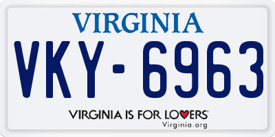 VA license plate VKY6963
