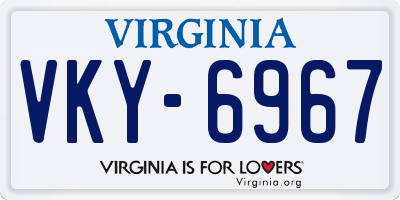 VA license plate VKY6967