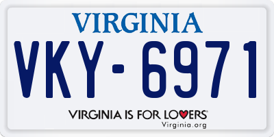 VA license plate VKY6971