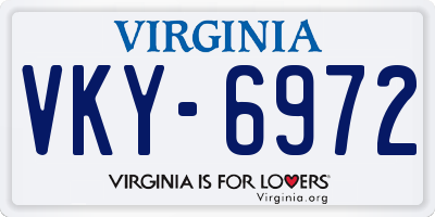 VA license plate VKY6972