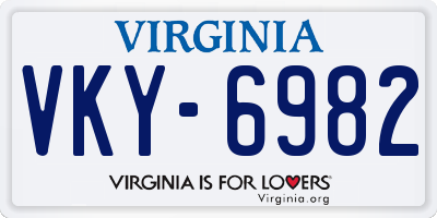 VA license plate VKY6982