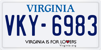 VA license plate VKY6983
