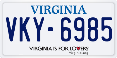 VA license plate VKY6985