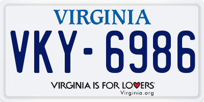 VA license plate VKY6986