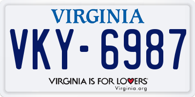 VA license plate VKY6987