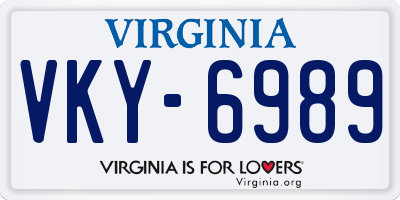 VA license plate VKY6989