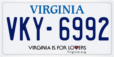 VA license plate VKY6992