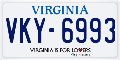 VA license plate VKY6993