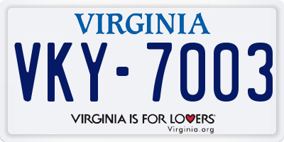 VA license plate VKY7003