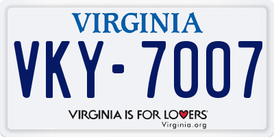 VA license plate VKY7007