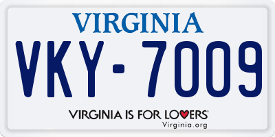 VA license plate VKY7009