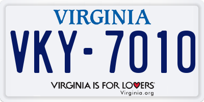 VA license plate VKY7010