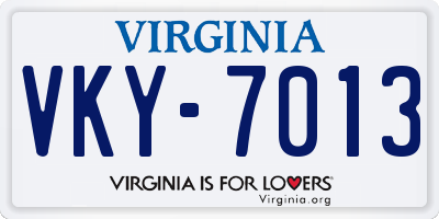 VA license plate VKY7013