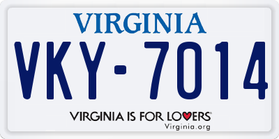VA license plate VKY7014