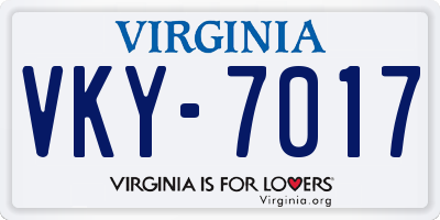 VA license plate VKY7017