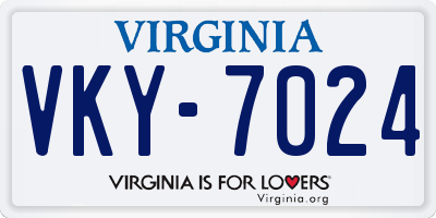 VA license plate VKY7024