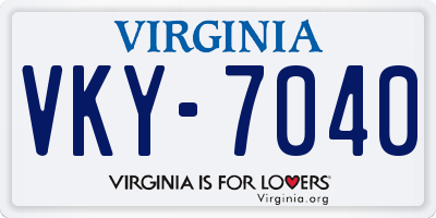 VA license plate VKY7040