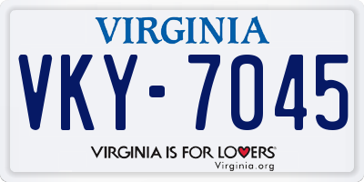 VA license plate VKY7045