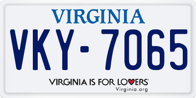 VA license plate VKY7065