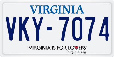 VA license plate VKY7074