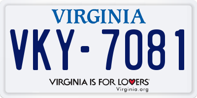 VA license plate VKY7081