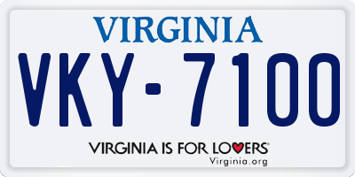 VA license plate VKY7100