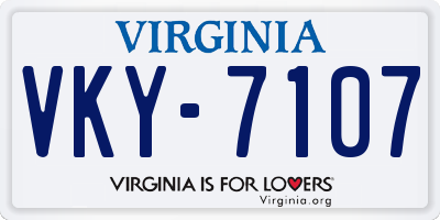 VA license plate VKY7107