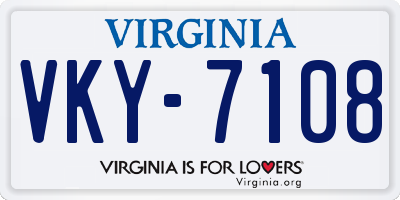 VA license plate VKY7108