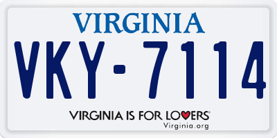 VA license plate VKY7114
