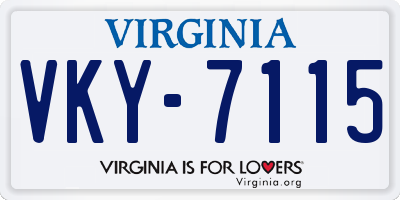 VA license plate VKY7115