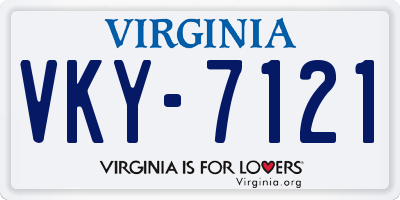 VA license plate VKY7121
