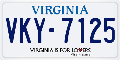 VA license plate VKY7125