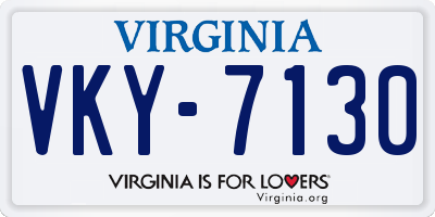 VA license plate VKY7130