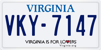 VA license plate VKY7147
