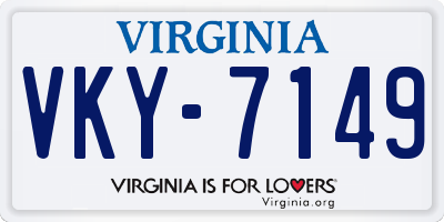 VA license plate VKY7149