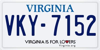 VA license plate VKY7152