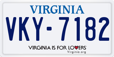 VA license plate VKY7182