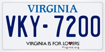 VA license plate VKY7200
