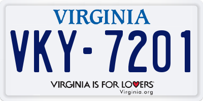 VA license plate VKY7201