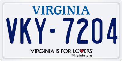VA license plate VKY7204