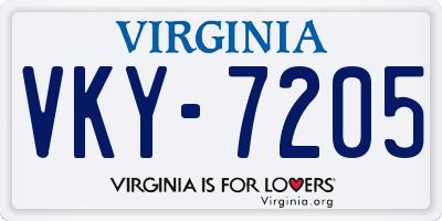 VA license plate VKY7205