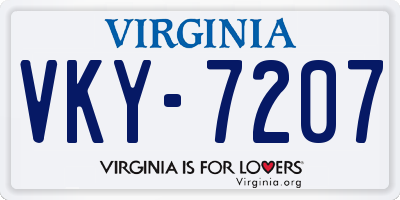 VA license plate VKY7207