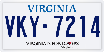 VA license plate VKY7214