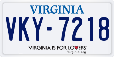 VA license plate VKY7218