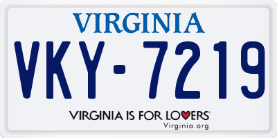 VA license plate VKY7219